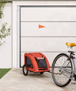 vidaXL Fahrradanhänger für Hunde Orange Oxford-Gewebe und Eisen