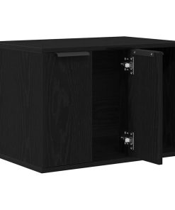 vidaXL Katzenklo Schwarz Eichen-Optik 60x40x40 cm Holzwerkstoff
