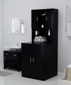 vidaXL Waschmaschinenschrank Schwarz