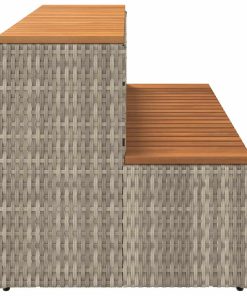 vidaXL Whirlpool-Stufen Hellgrau 100x50x50,5 cm Poly-Rattan und Akazie