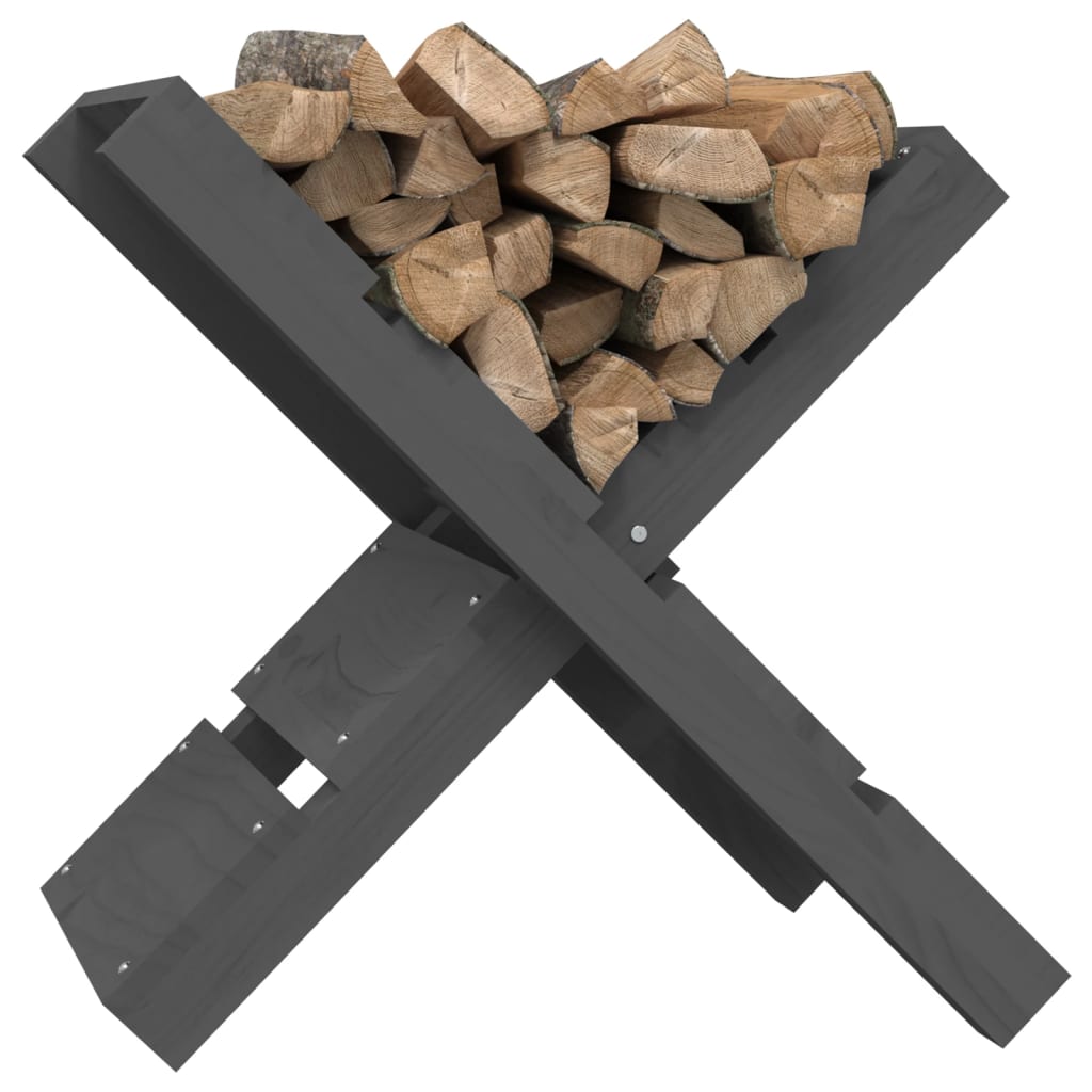 vidaXL Kaminholzhalter Grau 47x39,5x48 cm Massivholz Kiefer