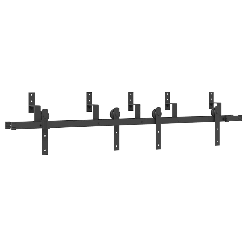 vidaXL Schiebetürbeschlag-Set 183 cm Stahl Schwarz
