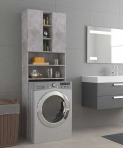vidaXL Waschmaschinenschrank Betongrau 64x25,5x190 cm