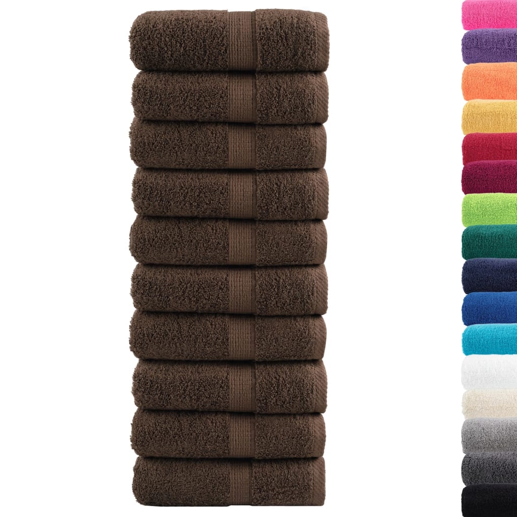 vidaXL Premium-Gästetücher SOLUND 10 Stk. Braun 30x50 cm 600 g/m²