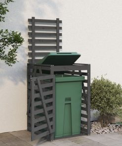 vidaXL Mülltonnenbox Grau 84x90x128,5 cm Massivholz Kiefer