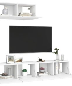 vidaXL Mueble de TV 3 piezas de madera de ingeniería blanco