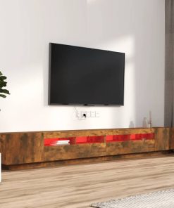 vidaXL Set de muebles TV con LEDS 3 pzas contrachapada roble ahumado