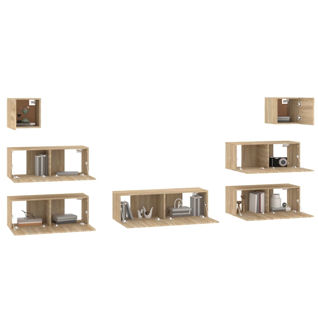 vidaXL Set de muebles para TV 7 pzas madera contrachapada roble Sonoma