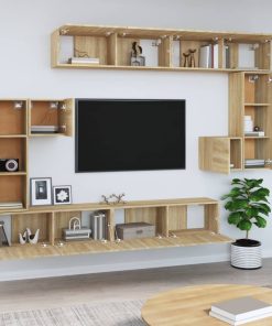 vidaXL Mueble de pared para TV madera contrachapada color roble sonoma