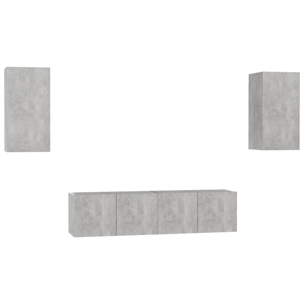 vidaXL Set de muebles de salón 4 pzas madera ingeniería gris hormigón