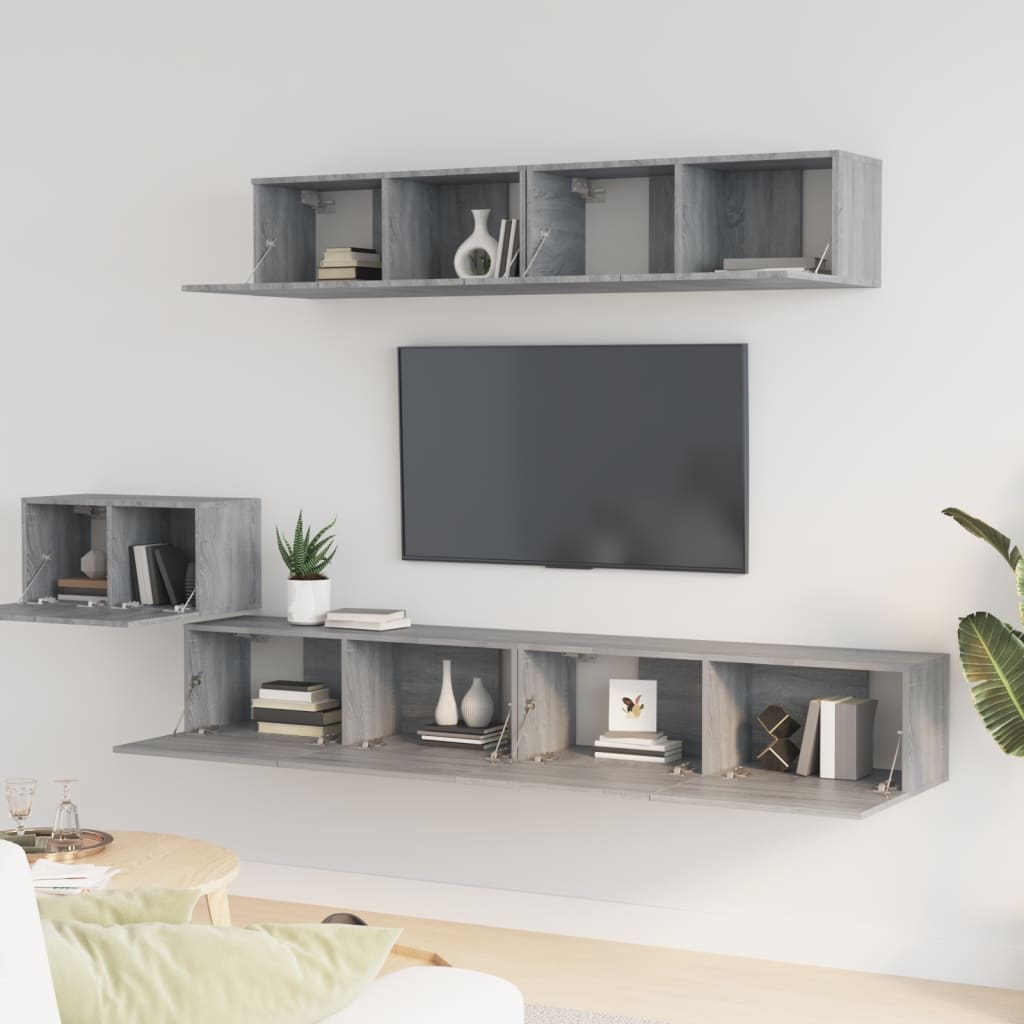 vidaXL Set de muebles para TV 5 pzas madera contrachapada gris Sonoma