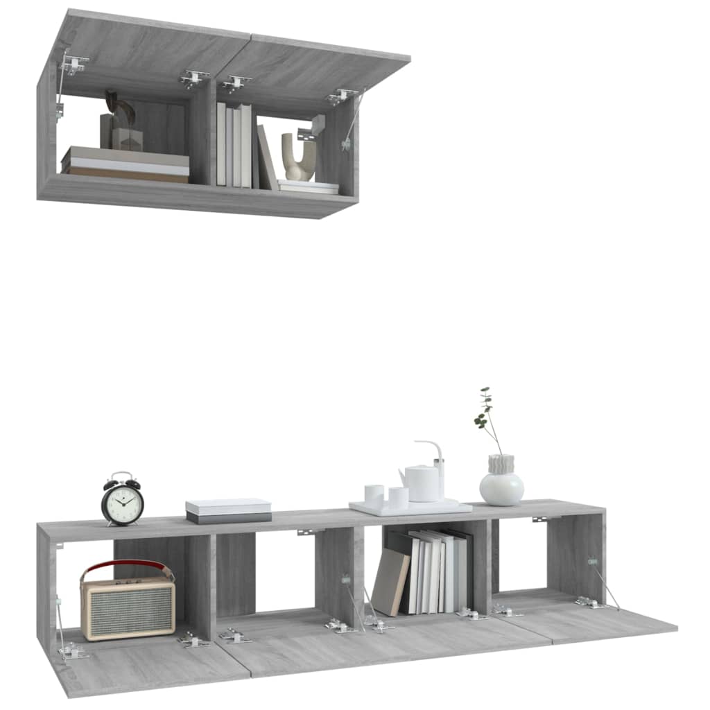 vidaXL Set de muebles para TV 3 pzas madera contrachapada gris Sonoma