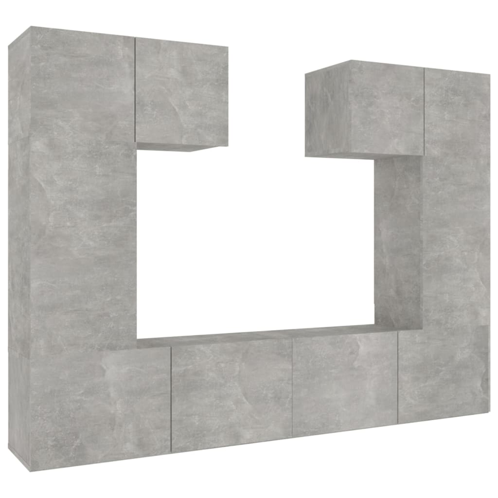vidaXL Set de muebles de TV 6 pzas madera contrachapada gris hormigón
