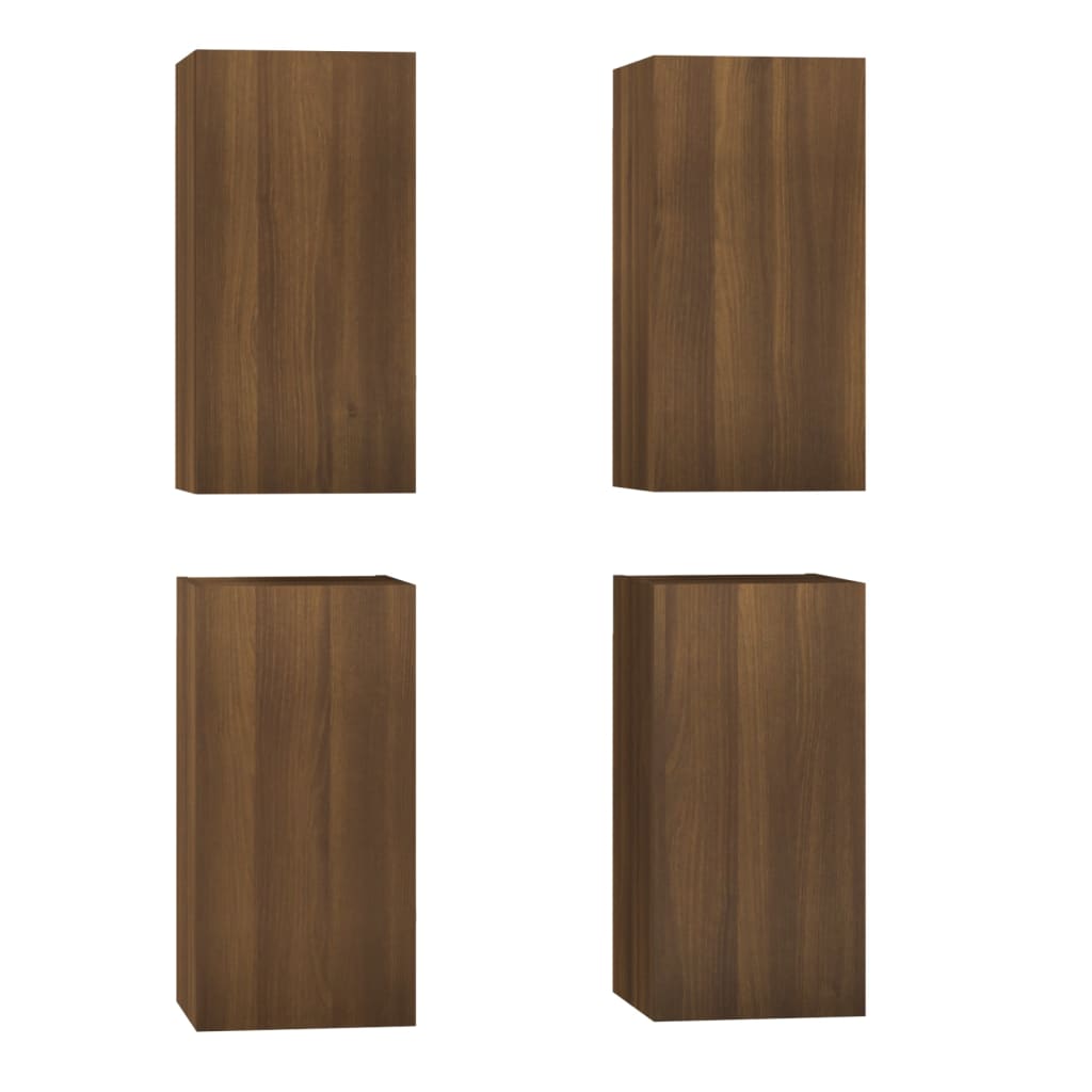 vidaXL Muebles TV 4 uds madera contrachapada marrón roble 30,5x30x60cm