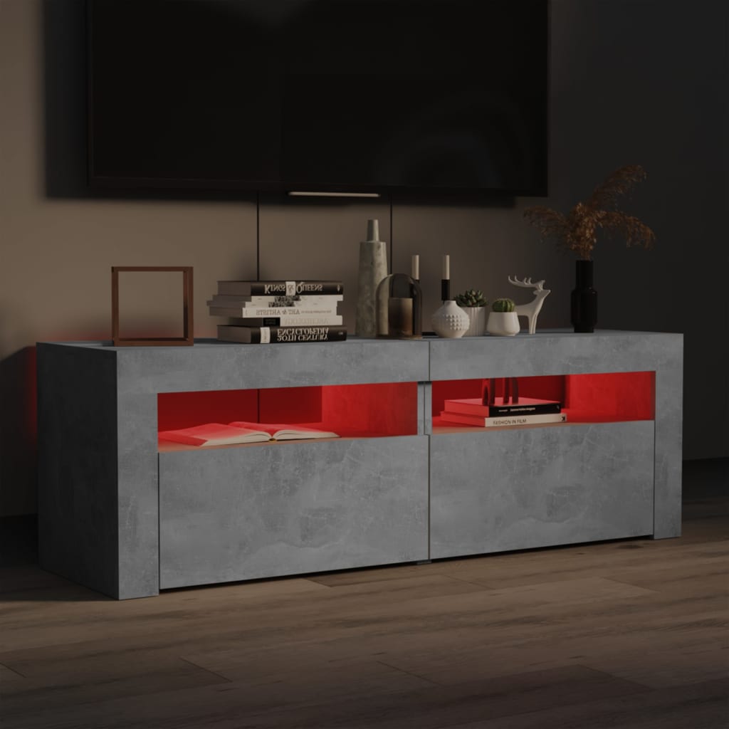 vidaXL Mueble de TV con luces LED gris hormigón 120x35x40 cm