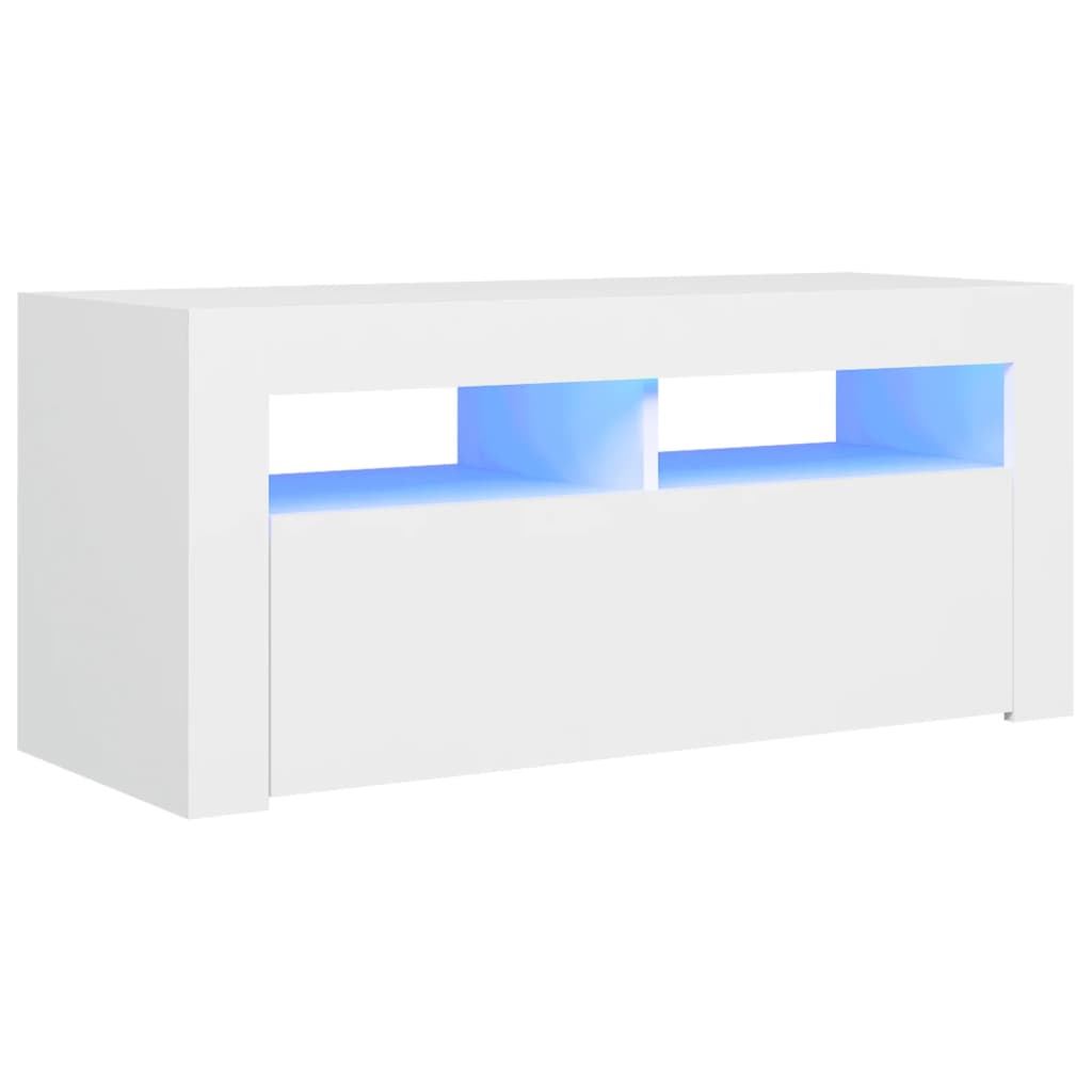 vidaXL Mueble de TV con luces LED blanco 90x35x40 cm