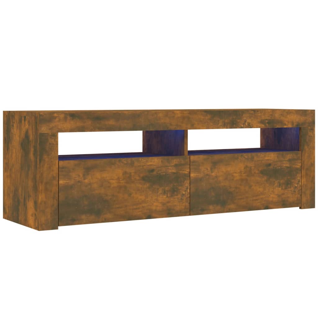 vidaXL Mueble de TV con luces LED color roble ahumado 120x35x40 cm