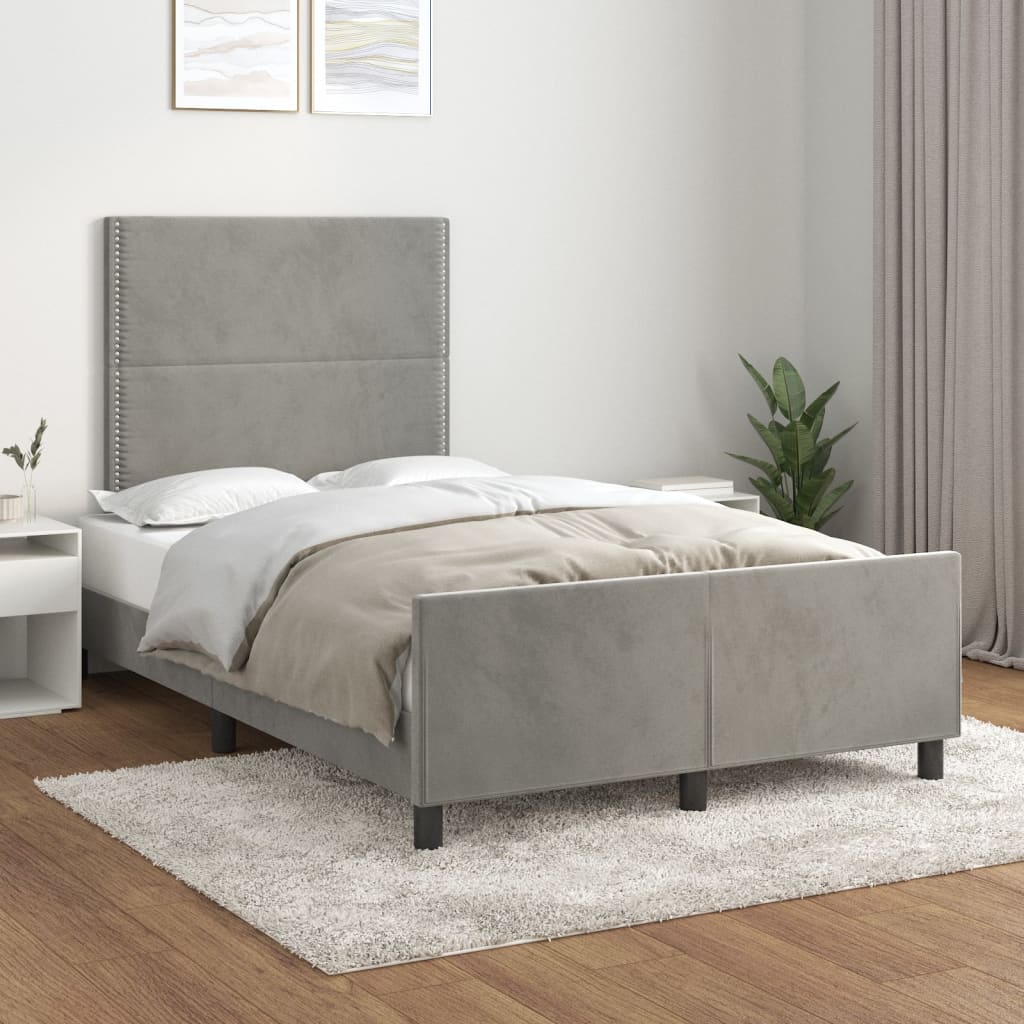 vidaXL Estructura de cama sin colchón terciopelo gris claro 120x200 cm