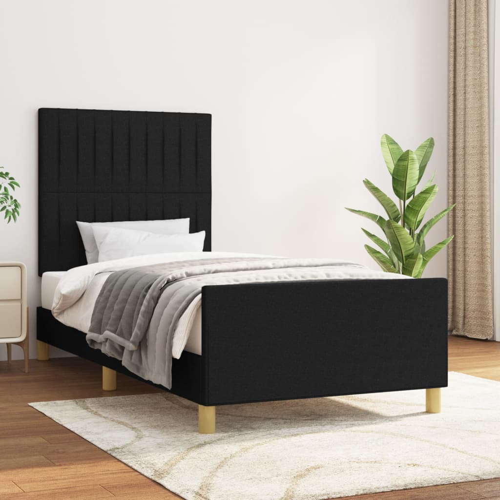 vidaXL Estructura de cama sin colchón tela negro 90x200 cm
