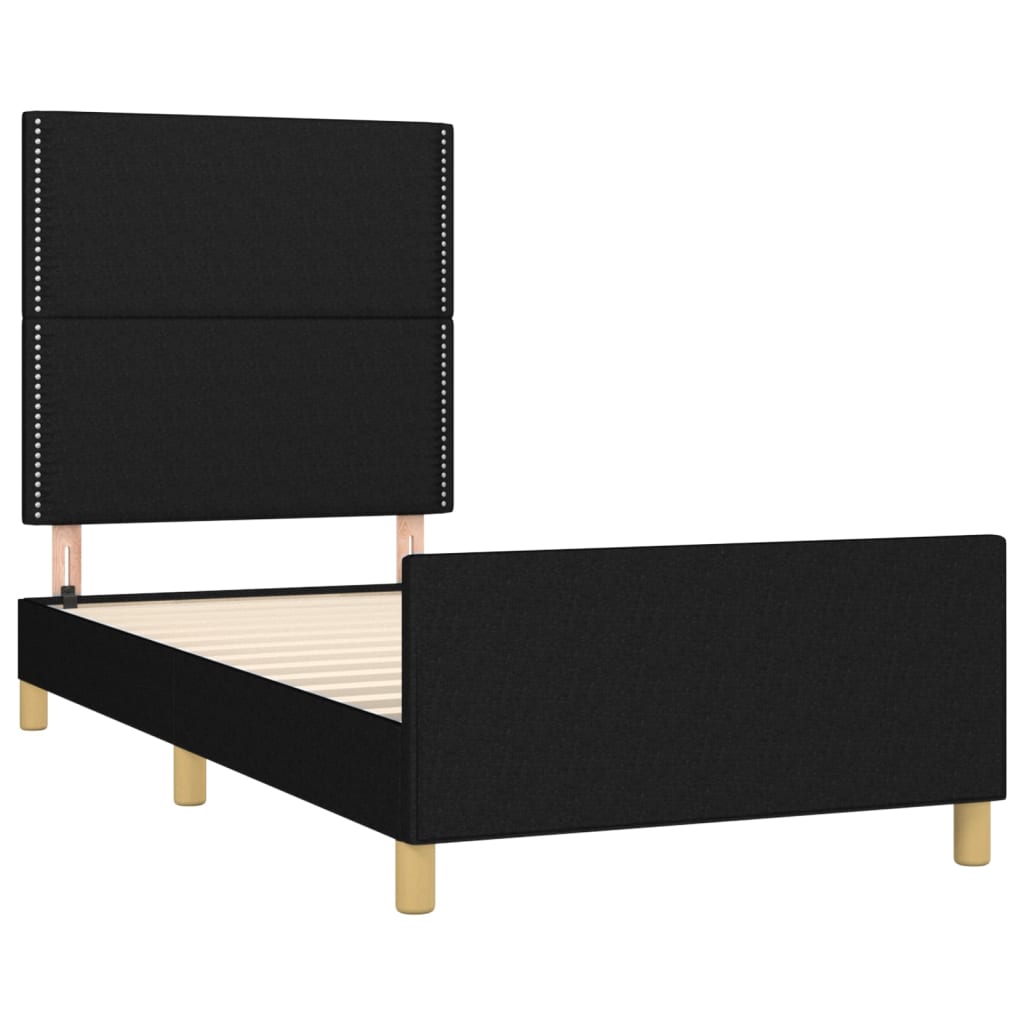 vidaXL Estructura de cama sin colchón tela negro 90x200 cm