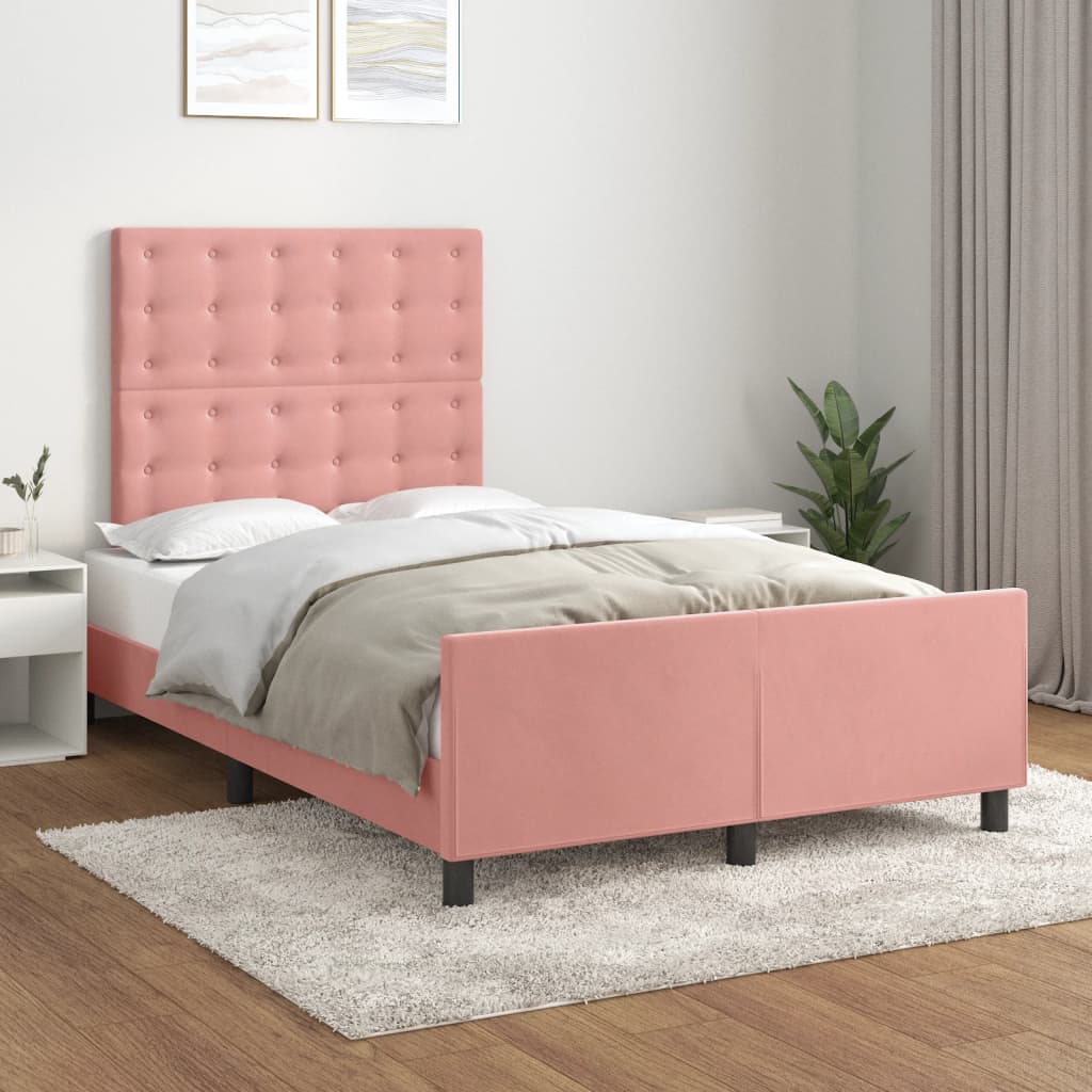 vidaXL Estructura de cama sin colchón terciopelo rosa 120x200 cm