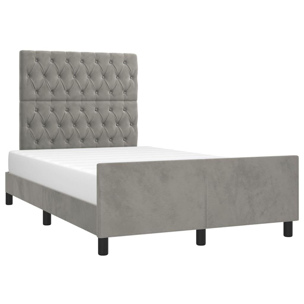 vidaXL Estructura de cama sin colchón terciopelo gris claro 120x200 cm