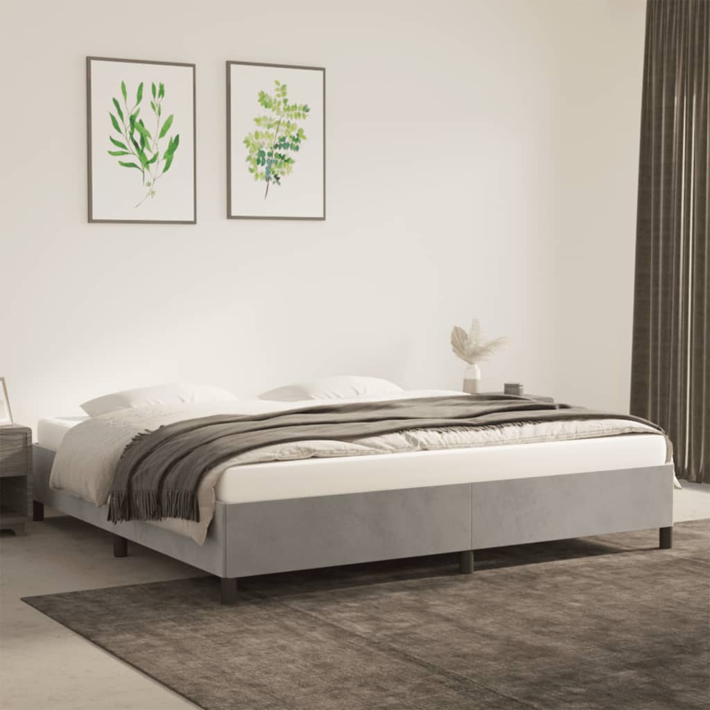 vidaXL Estructura de cama sin colchón terciopelo gris claro 200x200 cm