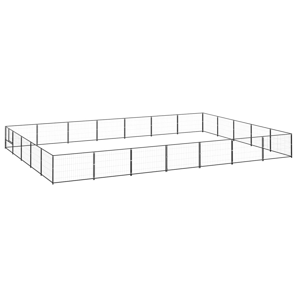 vidaXL Perrera acero 35 m² negra