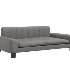 vidaXL Cama para perros de cuero sintético gris 90x53x30 cm