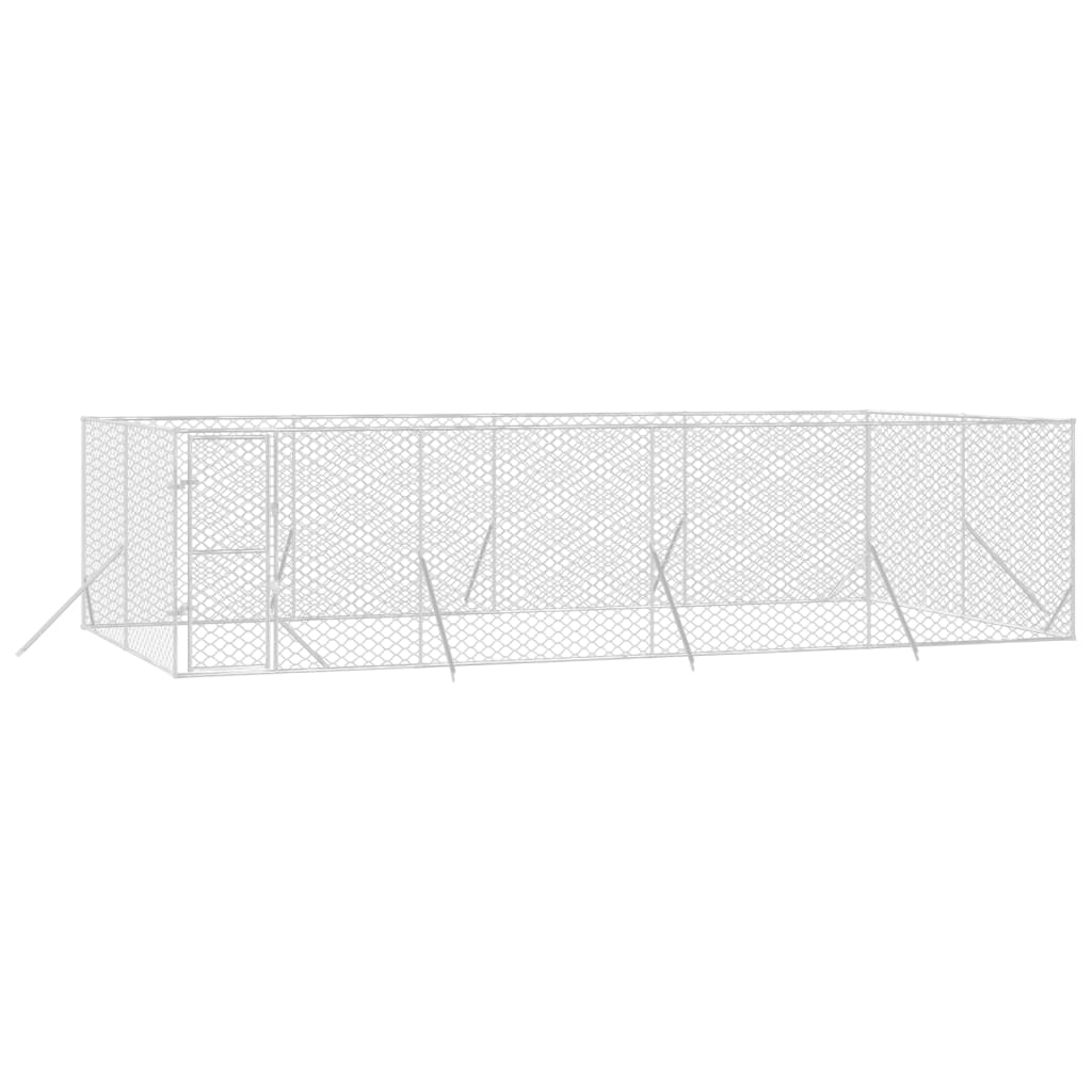 vidaXL Perrera de exterior acero galvanizado plateado 8x4x2 m