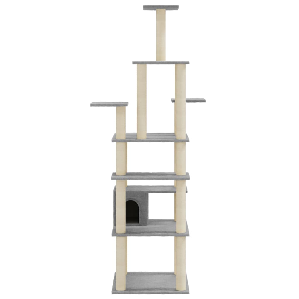 vidaXL Rascador para gatos con postes de sisal gris claro 183 cm