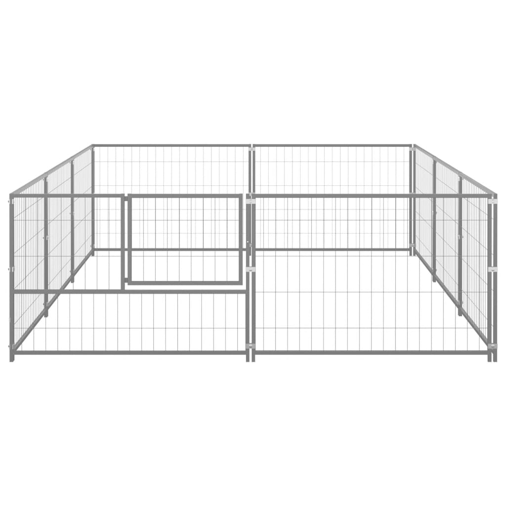 vidaXL Perrera plateada 6 m² acero