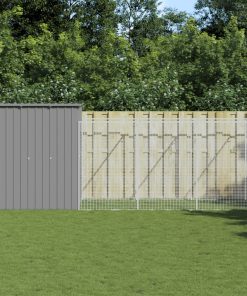 vidaXL Caseta perros corral acero galvanizado gris claro 165x863x181cm