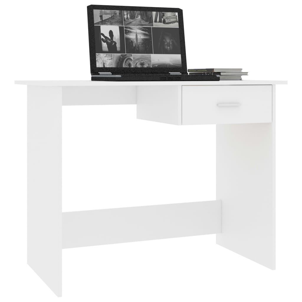 vidaXL Escritorio de madera contrachapada blanco 100x50x76 cm