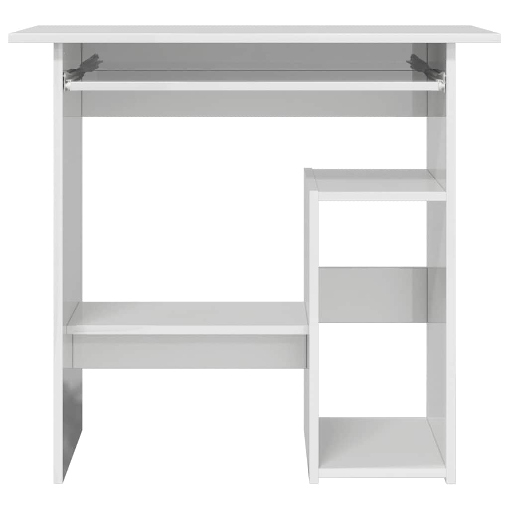 vidaXL Escritorio de madera contrachapada blanco brillo 80x45x74 cm