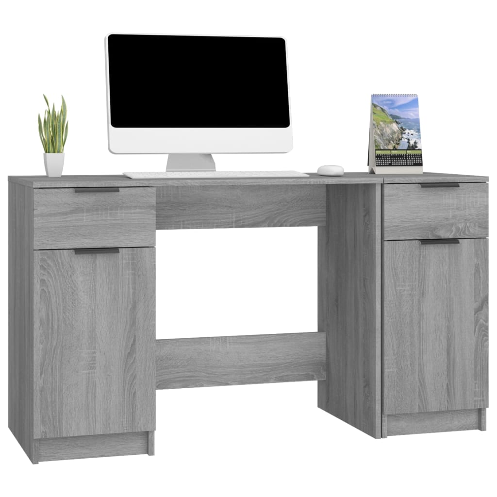 vidaXL Escritorio con armario lateral madera contrachapada gris Sonoma