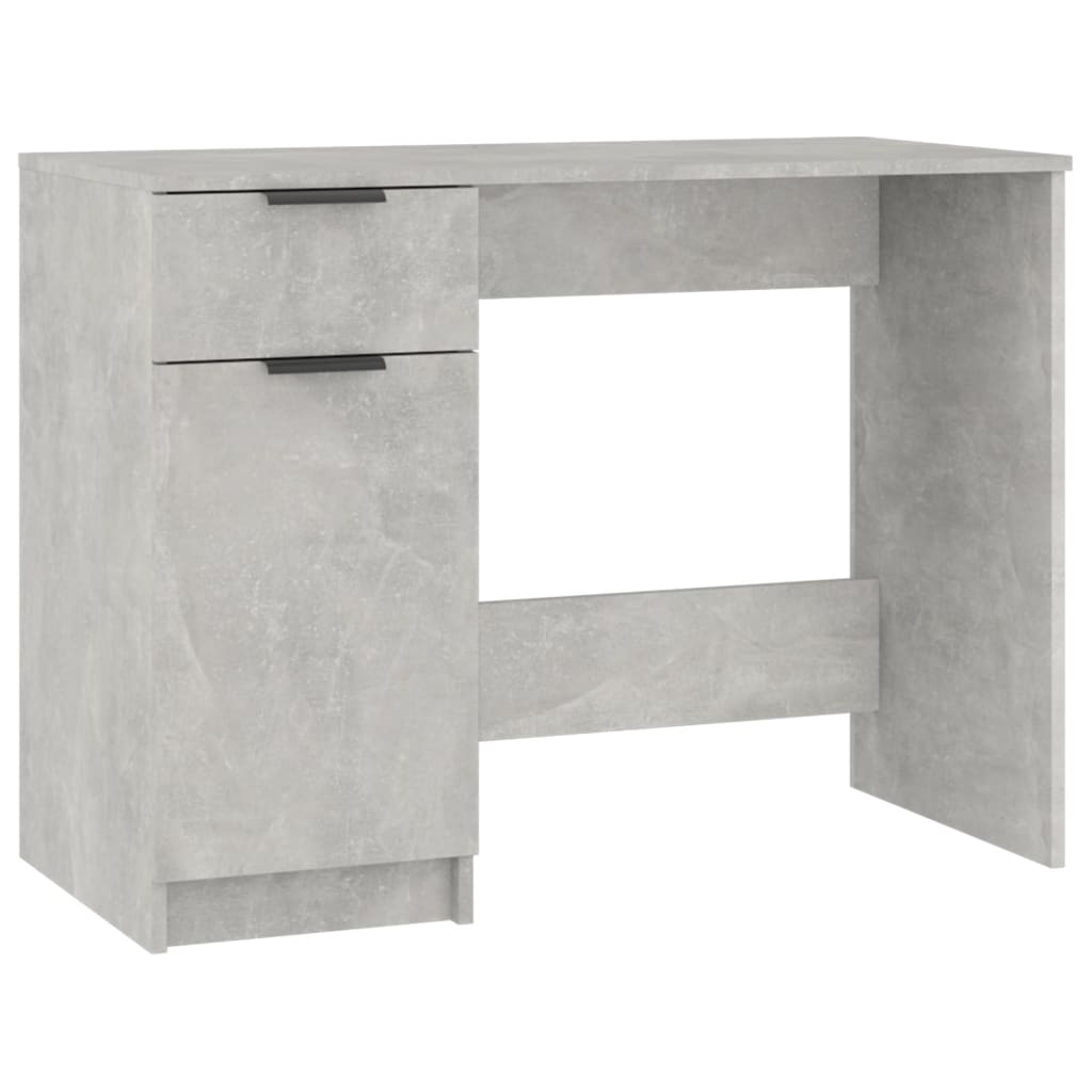 vidaXL Escritorio de madera contrachapada gris hormigón 100x50x75 cm