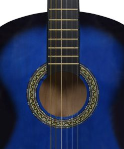 vidaXL Guitarra clásica para principiantes con funda azul 4/4 39"