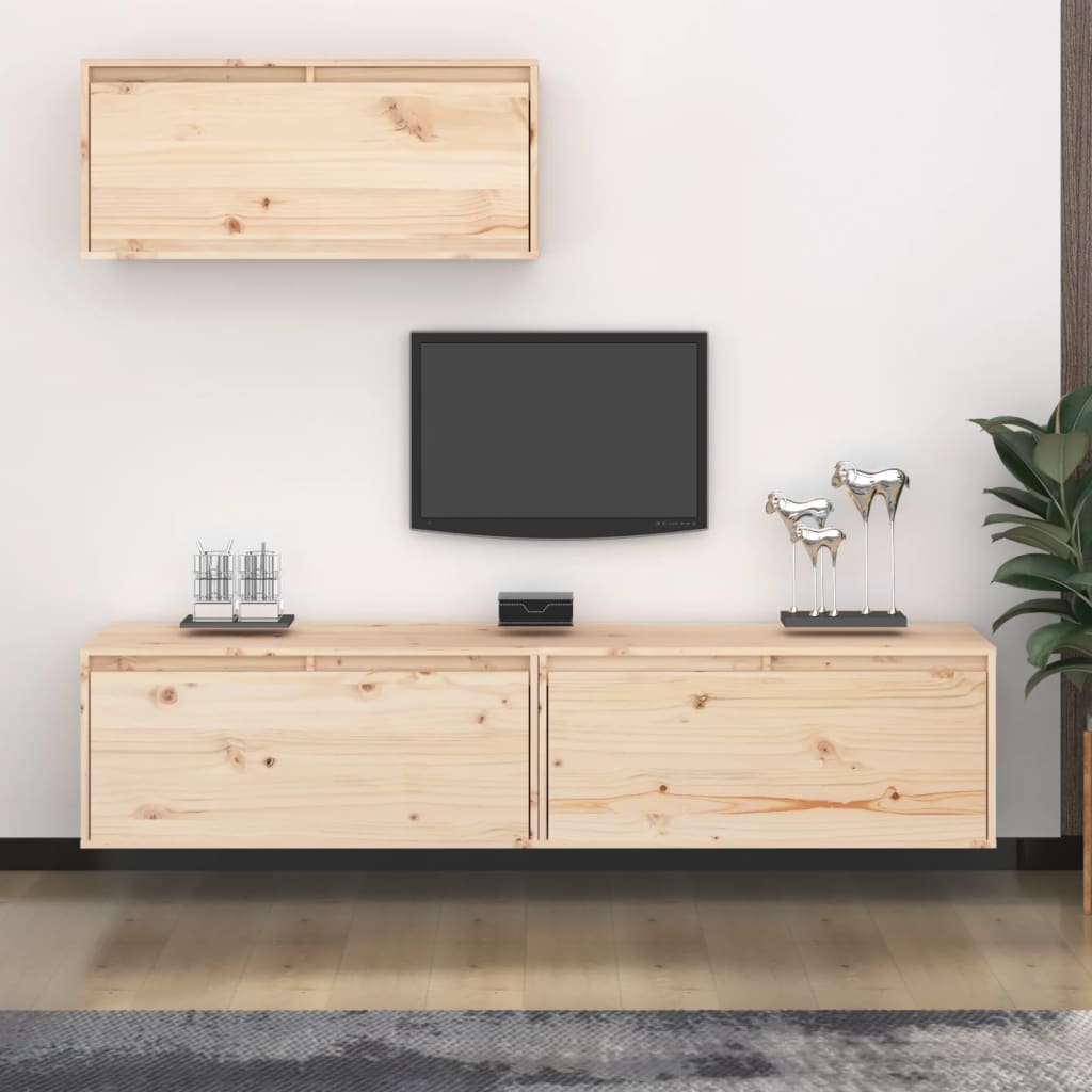 vidaXL Muebles para TV 3 piezas madera maciza de pino