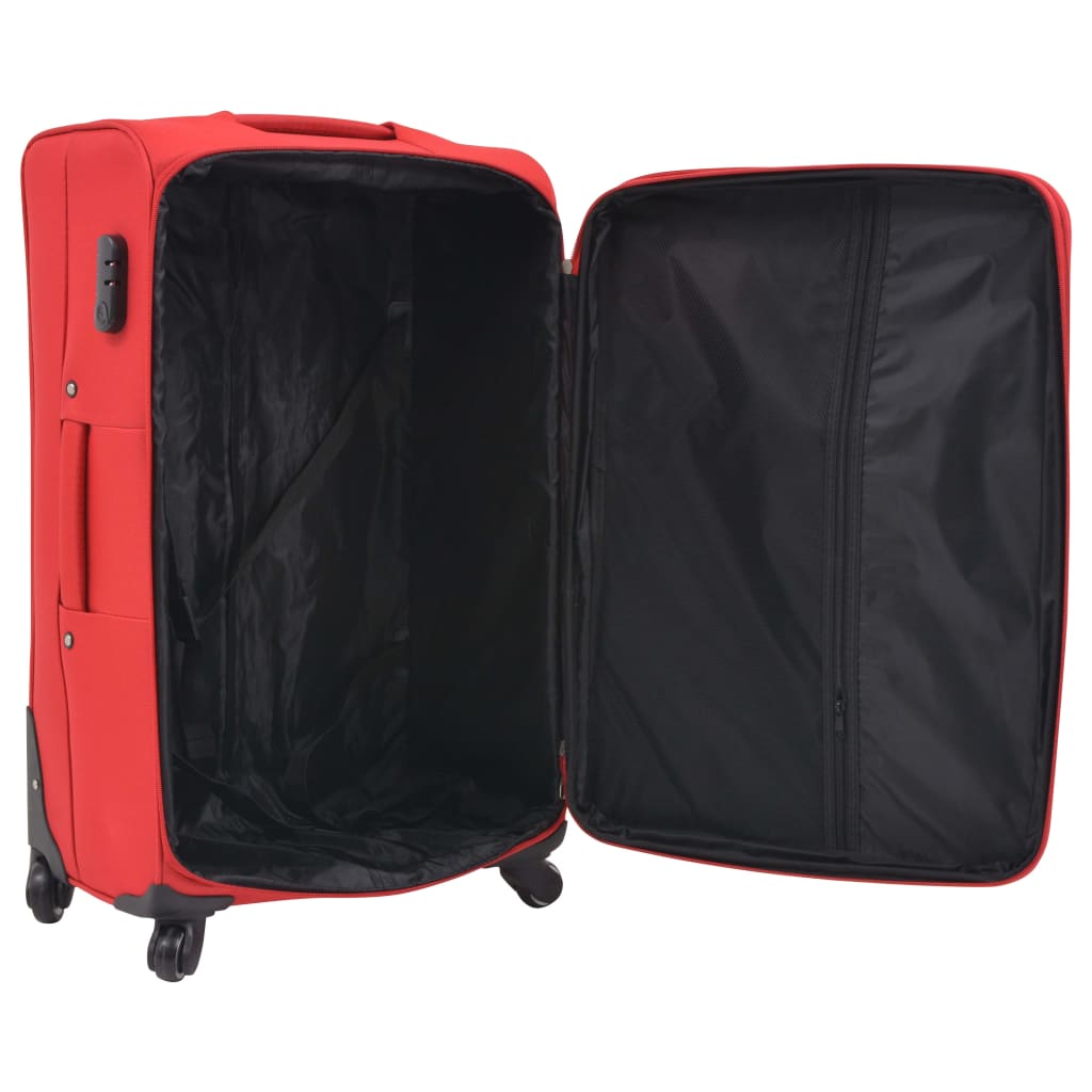 vidaXL Juego de 3 maletas blandas rojas