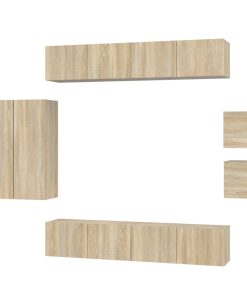 vidaXL Set de muebles para TV 8 pzas madera contrachapada roble Sonoma