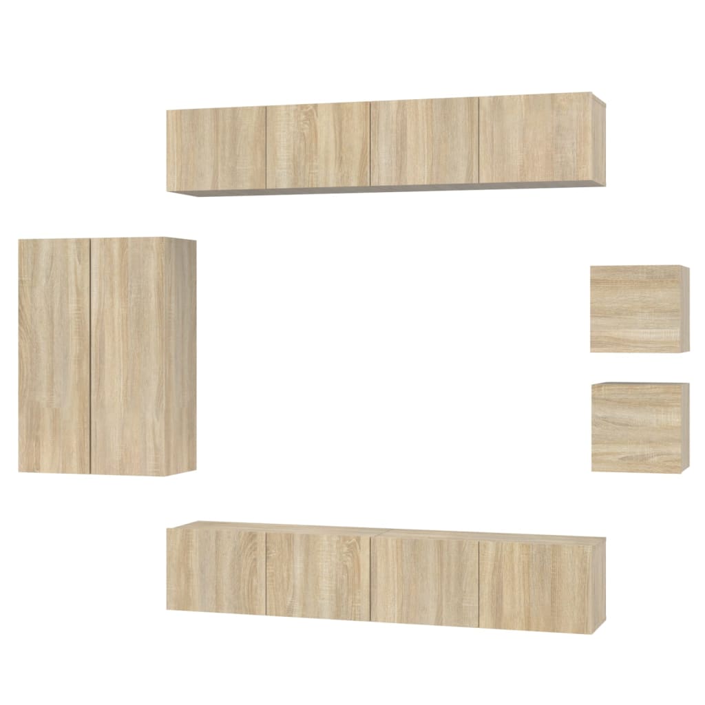 vidaXL Set de muebles para TV 8 pzas madera contrachapada roble Sonoma