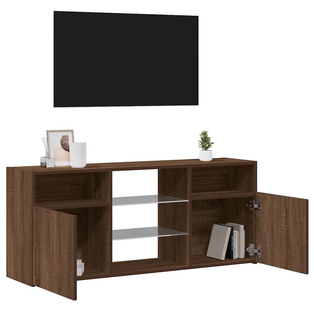 vidaXL Mueble de TV con luces LED marrón roble 120x30x50 cm