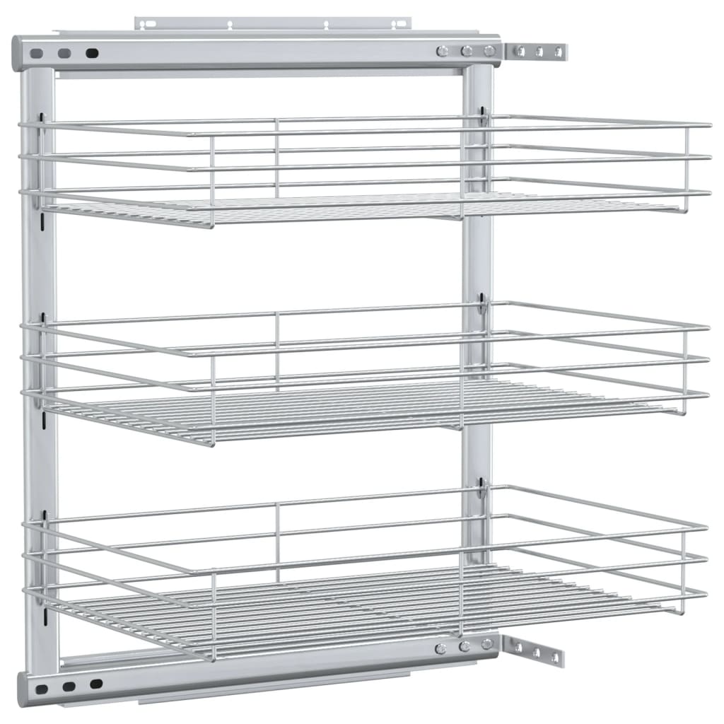 Cestino Da Cucina In Rete A 3 Livelli Argento 47x35x56 cm