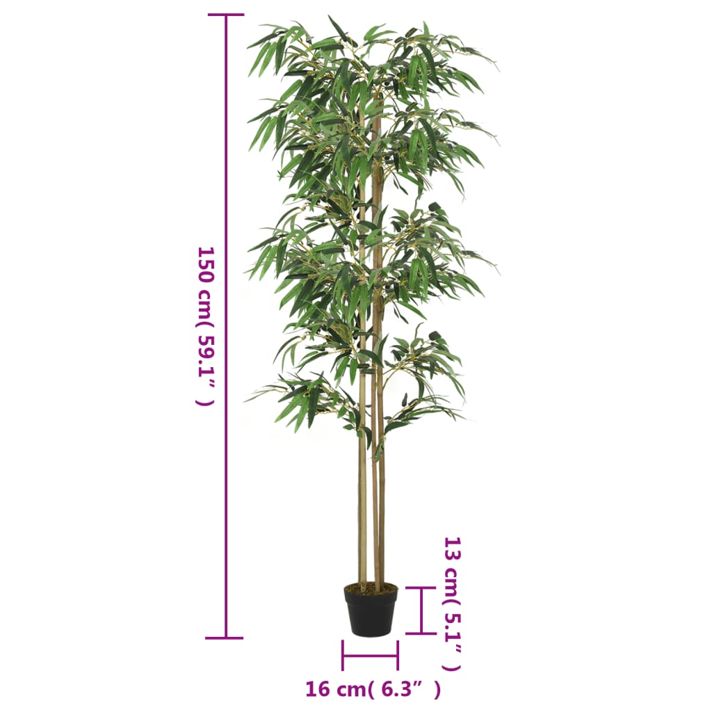 Albero Bambù Artificiale 988 Foglie 150 Cm Verde - Image 3