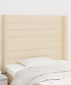 Testiera Ad Orecchio Crema 83x16x118/128 Cm In Tessuto