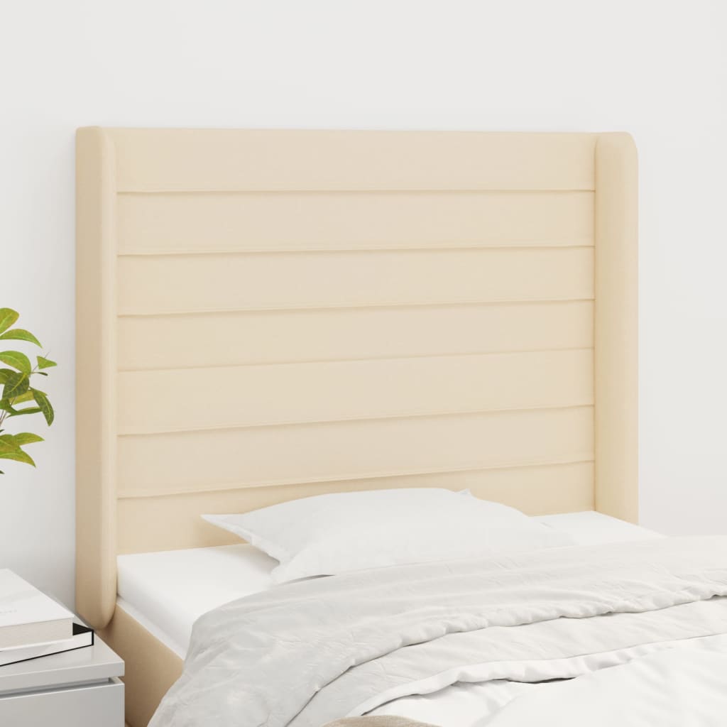 Testiera Ad Orecchio Crema 83x16x118/128 Cm In Tessuto