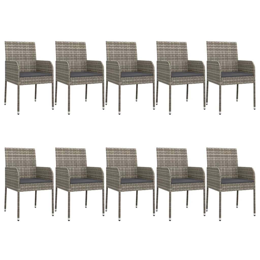 Set Mobili Giardino 11 Pz Con Cuscini Polyrattan Nero E Grigio - Image 6