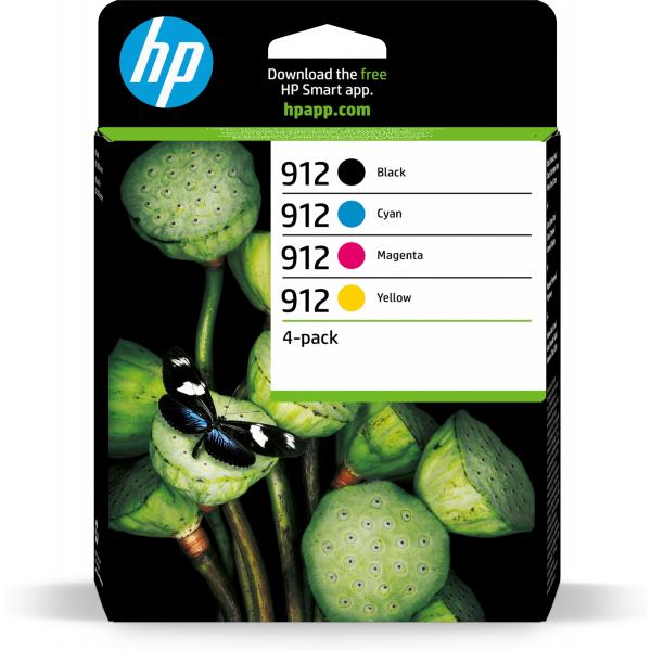 Hp 912 4-Pack (6zc74ae) - Black + Ciano + Magenta + Yellow - Cartuccia Originale