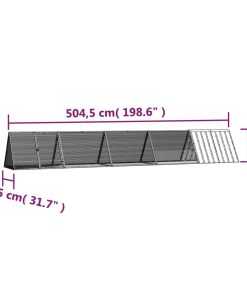 Gabbia Per Conigli Grigio 504,5x80,5x71 Cm Acciaio Zincato